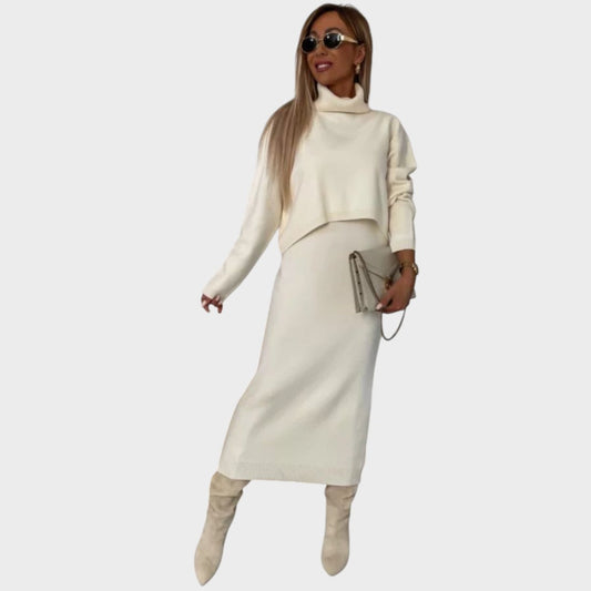 Ensemble intemporel avec robe et top col roulé