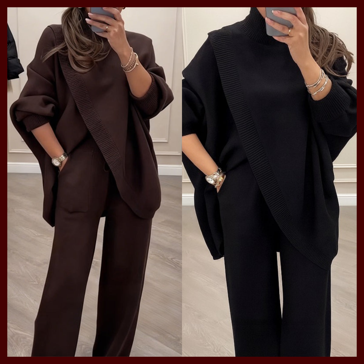 Ensemble en Maille Luxueuse avec Top Asymétrique – Chic Sans Effort