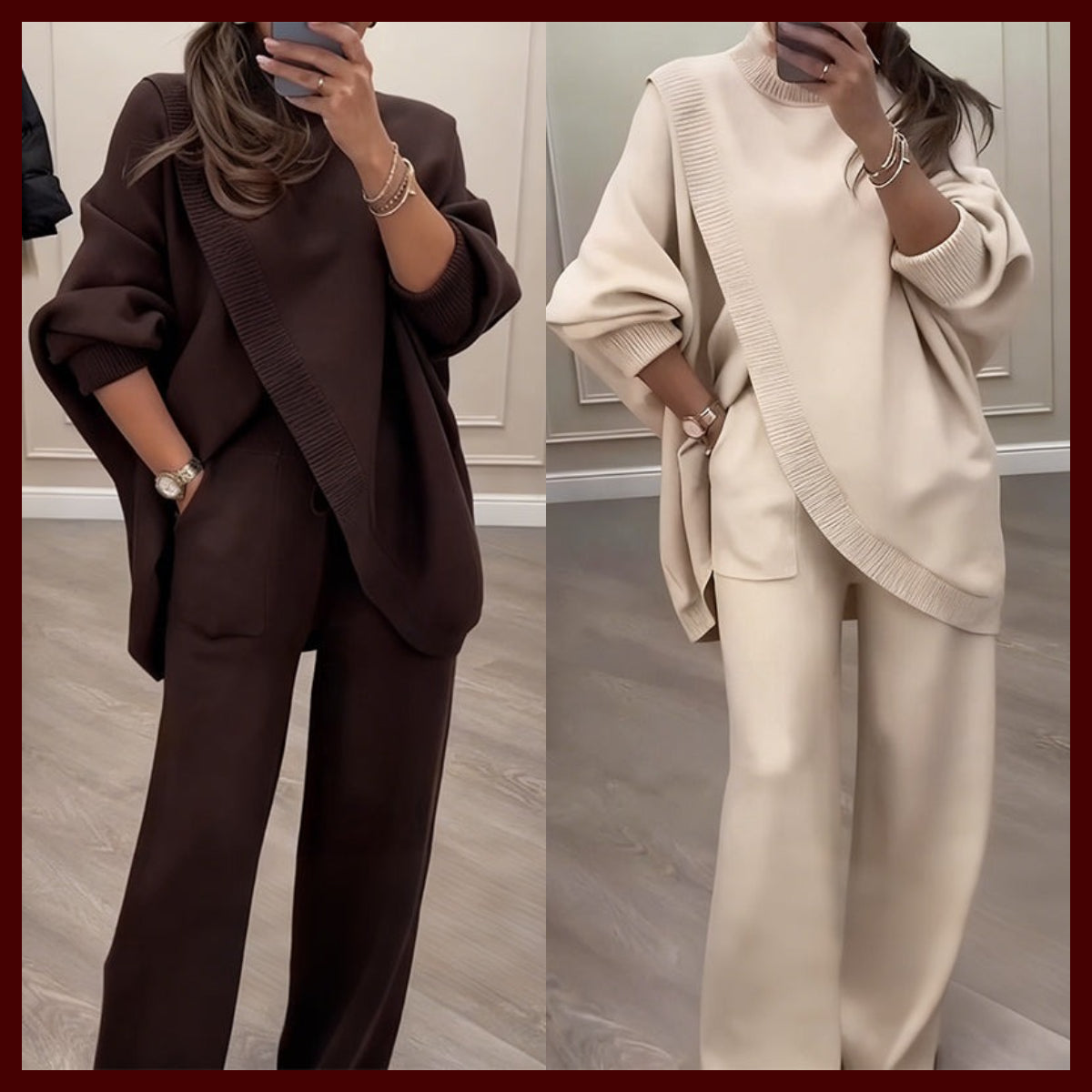 Ensemble en Maille Luxueuse avec Top Asymétrique – Chic Sans Effort