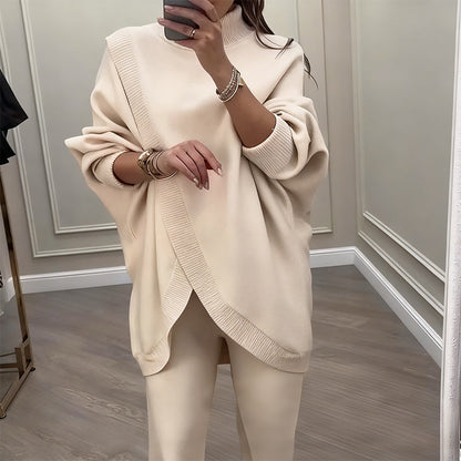 Ensemble en Maille Luxueuse avec Top Asymétrique – Chic Sans Effort