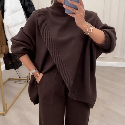 Ensemble en Maille Luxueuse avec Top Asymétrique – Chic Sans Effort