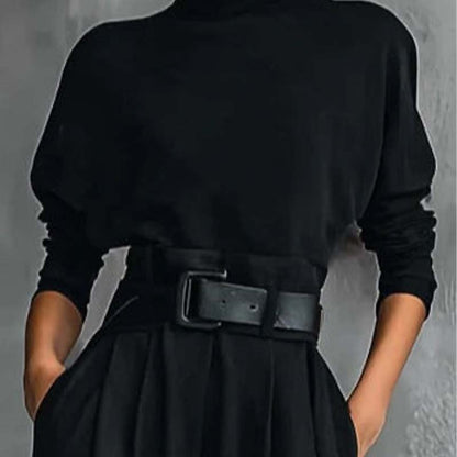 Ensemble Femme Élégant Deux Pièces à Taille Haute avec Ceinture Assortie